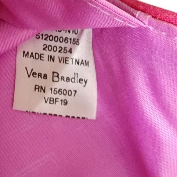 Vera Bradley Euro Wallet Black Hilo Meadow Magenta Quilted Fabric Fold Over Snap - Picture 9 of 10